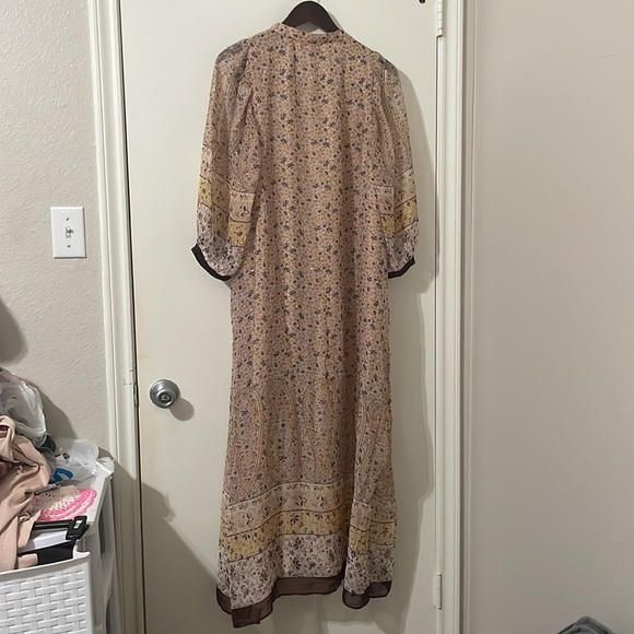 Ann Taylor Tan Cream Smocked Midi Dress - Picture 7 of 14